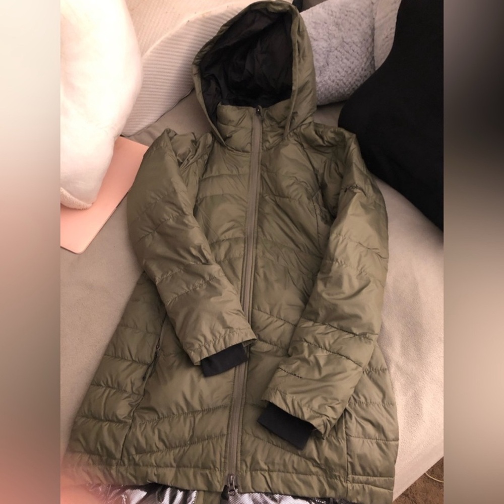 New Columbia OmniHeat Olive Hooded Puffer Coat